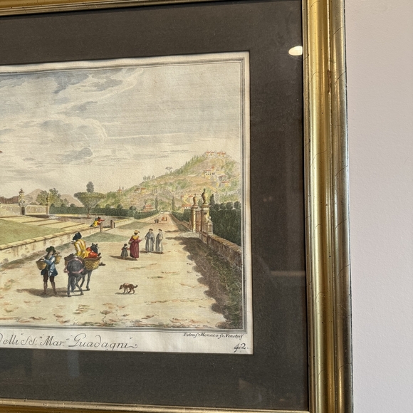 Antique 18th C. Giuseppe Zocchi Etching "Villa della Luna" Tuscany Grand Tour - Picture 9 of 16